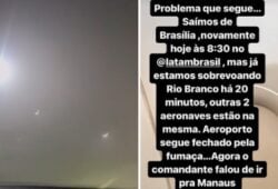 Avião da LATAM é impedido de aterrissar em Rio Branco por conta da fumaça. Foto: Reprodução Instagram