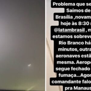 Avião da LATAM é impedido de aterrissar em Rio Branco por conta da fumaça. Foto: Reprodução Instagram