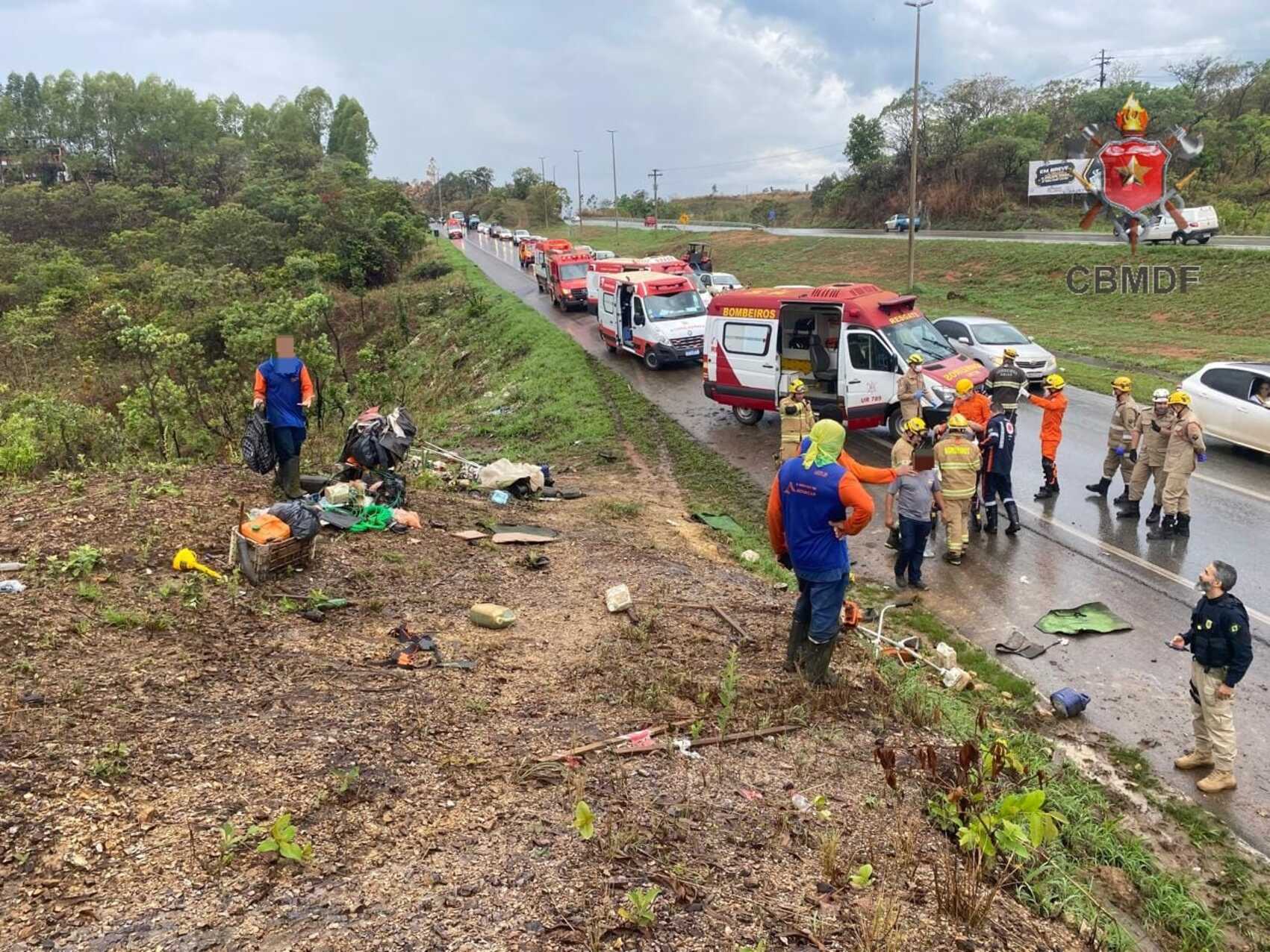 DF: atropelamento na BR 070 deixa quatro trabalhadores feridos