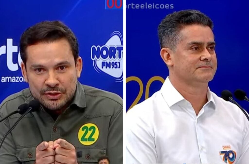 David Almeida e Alberto Neto estão no debate do 2° turno em Manaus. Foto: Reprodução TV Norte Amazonas