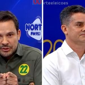 David Almeida e Alberto Neto estão no debate do 2° turno em Manaus. Foto: Reprodução TV Norte Amazonas