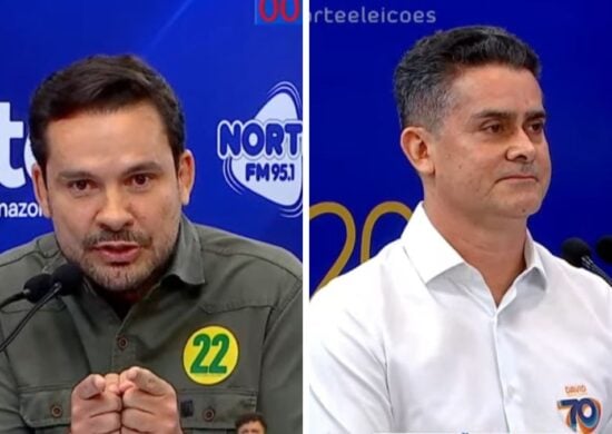 David Almeida e Alberto Neto estão no debate do 2° turno em Manaus. Foto: Reprodução TV Norte Amazonas