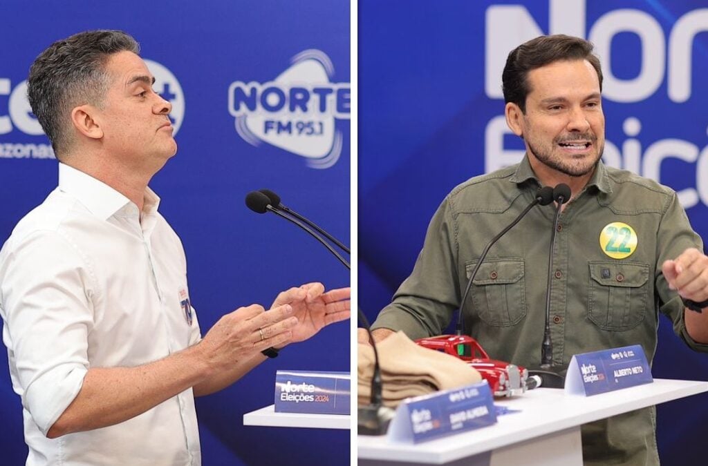 David Almeida e Alberto Neto se encontram no debate do 2º turno para prefeito de Manaus -Foto: Portal Norte