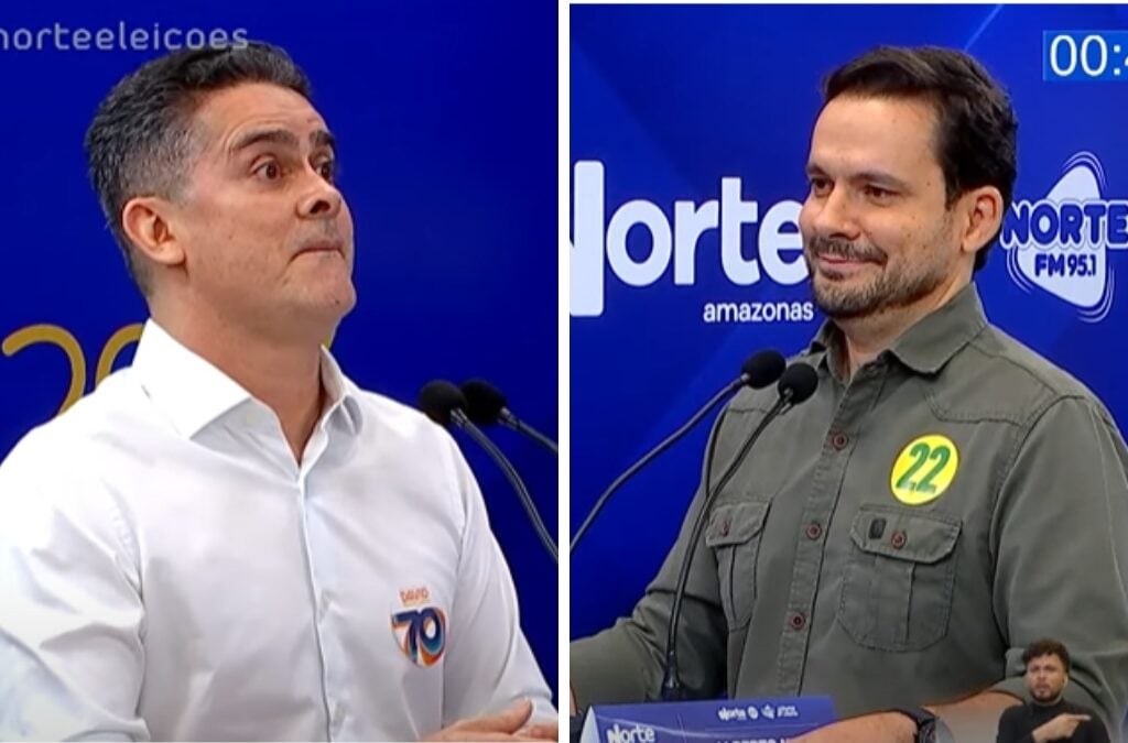 David Almeida e Alberto Neto se encontram no debate do 2º turno - Foto: Reprodução/TV Norte