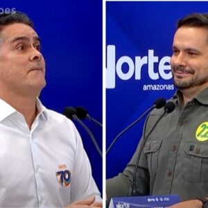 David Almeida e Alberto Neto se encontram no debate do 2º turno - Foto: Reprodução/TV Norte