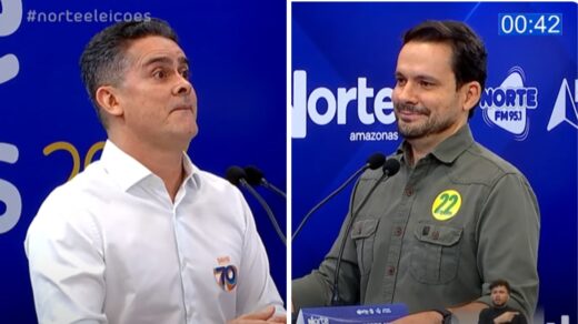 David Almeida e Alberto Neto se encontram no debate do 2º turno - Foto: Reprodução/TV Norte