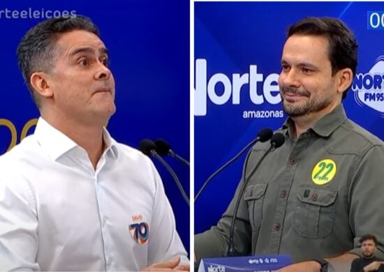 David Almeida e Alberto Neto se encontram no debate do 2º turno - Foto: Reprodução/TV Norte