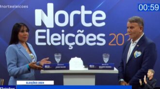 Os candidatos concorrem à Prefeitura de Palmas no segundo turno e apresentam suas propostas no debate da TV Norte. Foto: Reprodução TV Norte