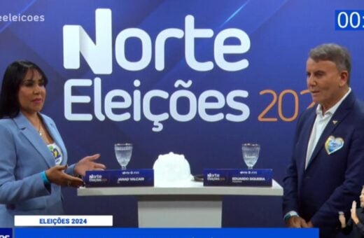 Os candidatos concorrem à Prefeitura de Palmas no segundo turno e apresentam suas propostas no debate da TV Norte. Foto: Reprodução TV Norte