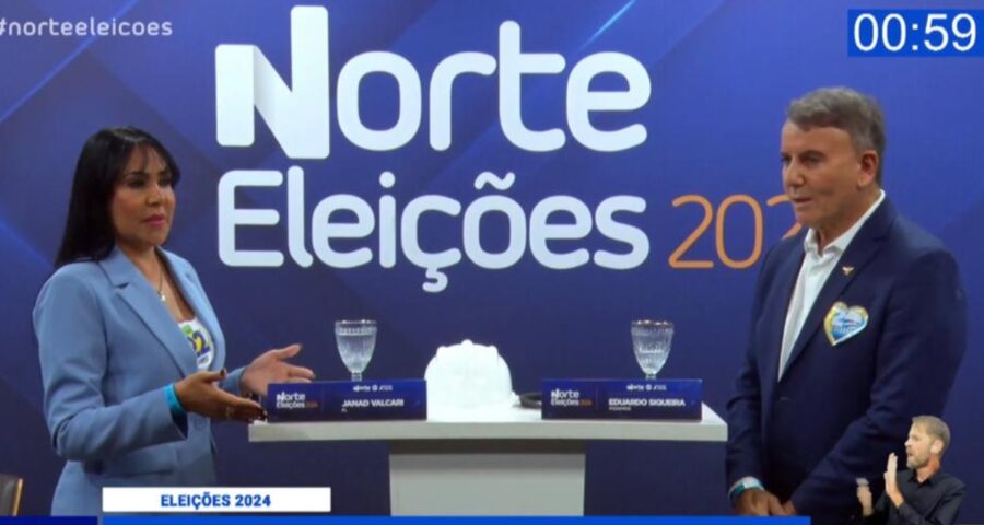 Os candidatos concorrem à Prefeitura de Palmas no segundo turno e apresentam suas propostas no debate da TV Norte. Foto: Reprodução TV Norte