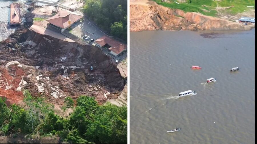 Moradores de Manacapuru vão a procura de sobreviventes do desabamento no porto. Foto: TV Norte Amazonas