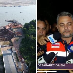 Até o momento, uma criança está desaparecida no desabamemento do Porto da Terra Preta em Manacapuru. Foto: Reprodução TV Norte Amazonas