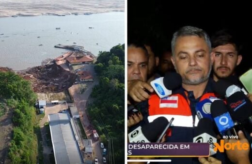 Até o momento, uma criança está desaparecida no desabamemento do Porto da Terra Preta em Manacapuru. Foto: Reprodução TV Norte Amazonas