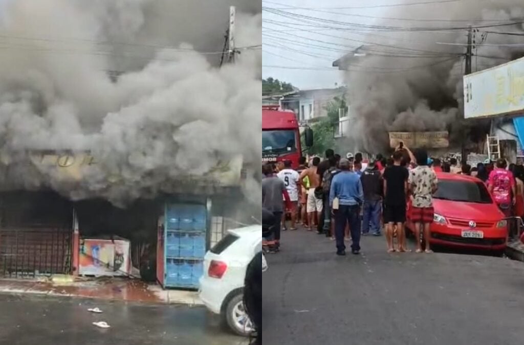 Incêndio em mercadinho de Manaus - Foto: TV Norte