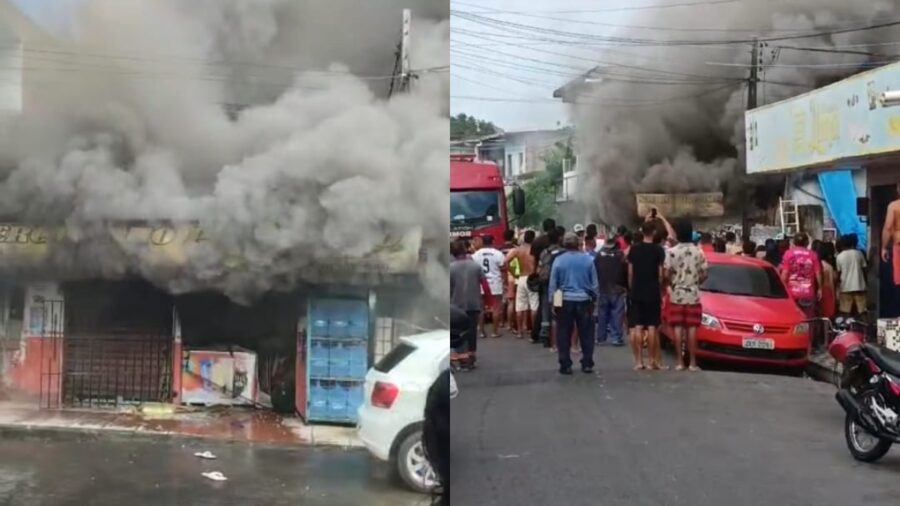 Incêndio em mercadinho de Manaus - Foto: TV Norte