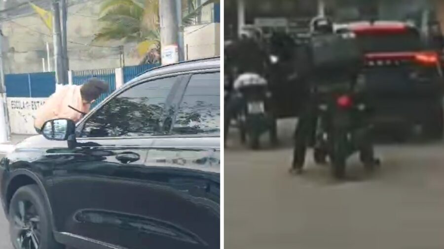 Motociclistas param motorista que arrastou idoso em Manaus - Foto: Reprodução/Redes sociais