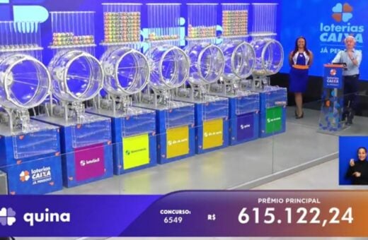 Quina 6549: sem vencedor, prêmio acumula em R$ 1,3 milhão. Foto: Reprodução Canal Youtube Caixa