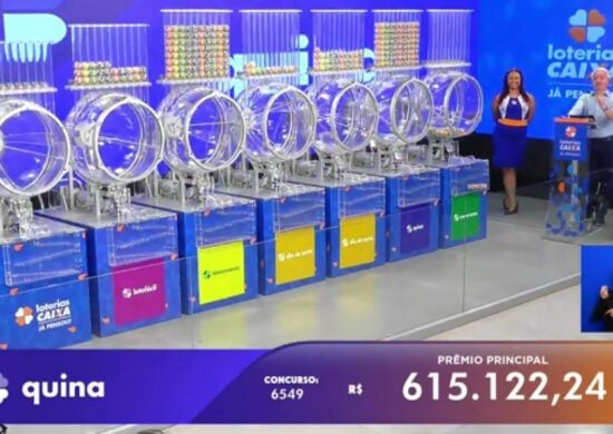 Quina 6549: sem vencedor, prêmio acumula em R$ 1,3 milhão. Foto: Reprodução Canal Youtube Caixa