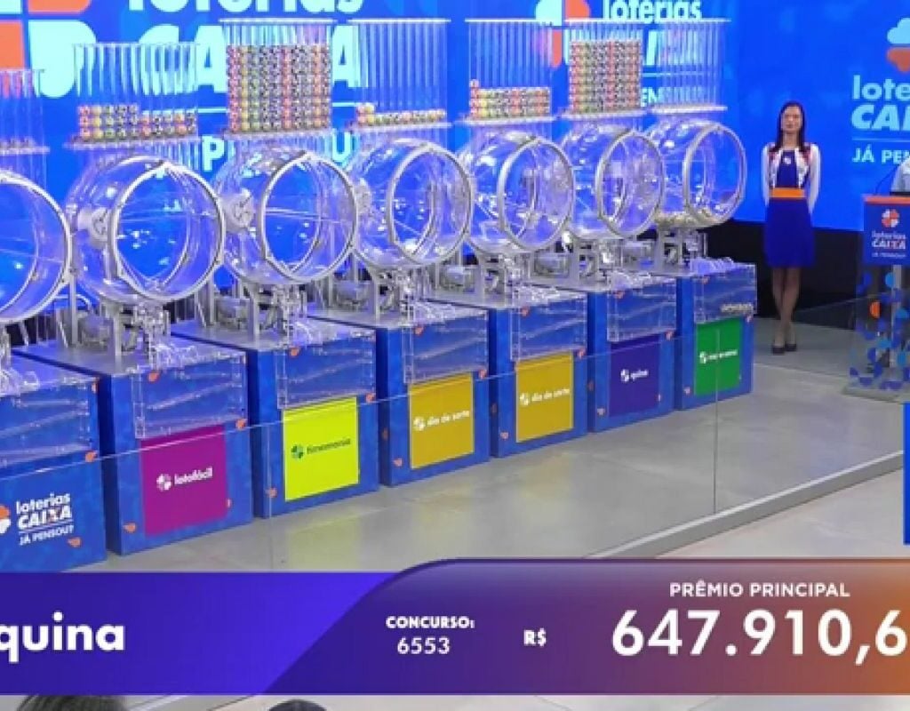 Quina 6553: sem vencedor, prêmio acumula e vai para R$ 1,4 milhão. Foto: Reprodução Canal Youtube Caixa