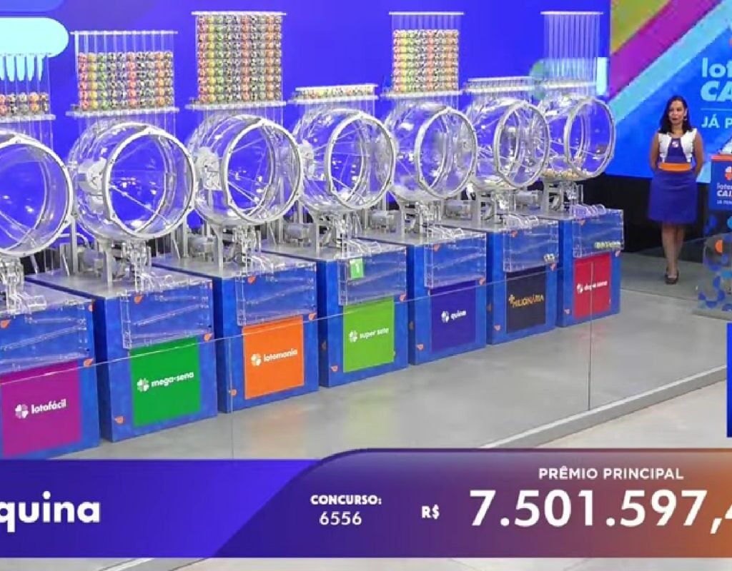 Quina 6556: uma aposta acerta e ganha mais de R$ 7,5 milhões. Foto: Reprodução Canal Youtube Caixa