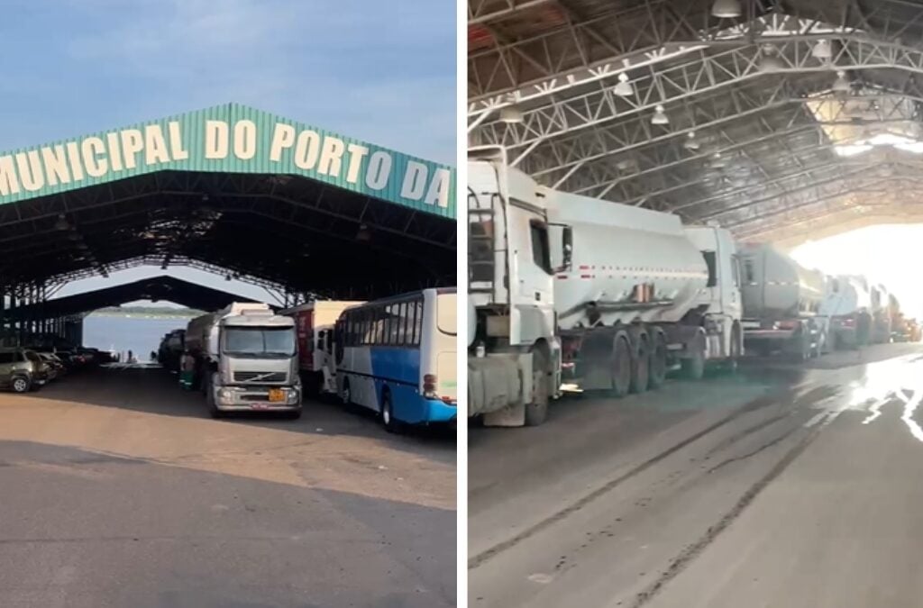 Seca em rios do Amazonas causam congestionamento no Porto do CEASA. Foto: Reprodução Portal Norte