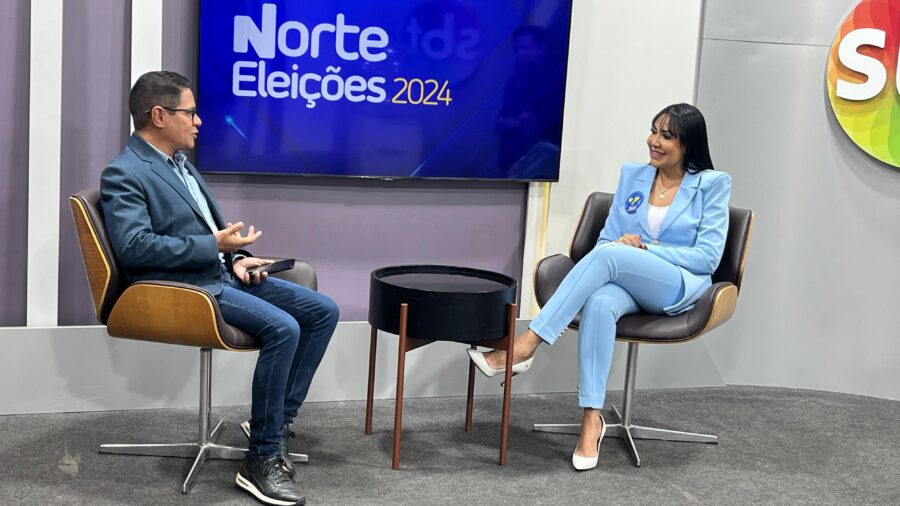 A candidata a Prefeitura de Palmas, Janad Valcari, concedeu entrevista à TV Norte Tocantins - Foto: TV Norte Tocantins