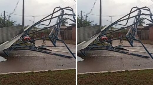 Um forte temporal causou estragos e queda de energia em Alto do Paraíso (RO). Foto: Reprodução Internet