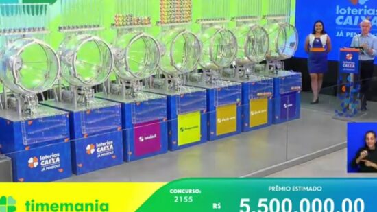 Timemania 2155: sem vencedor, prêmio atinge R$ 5,8 milhões. Foto: Reprodução Canal Youtube Caixa