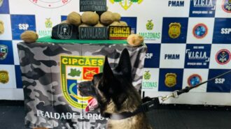 O animal encontrou mais de 18kg de pasta-base de cocaína em Coari (AM) - Foto: Reprodução SSP-AM