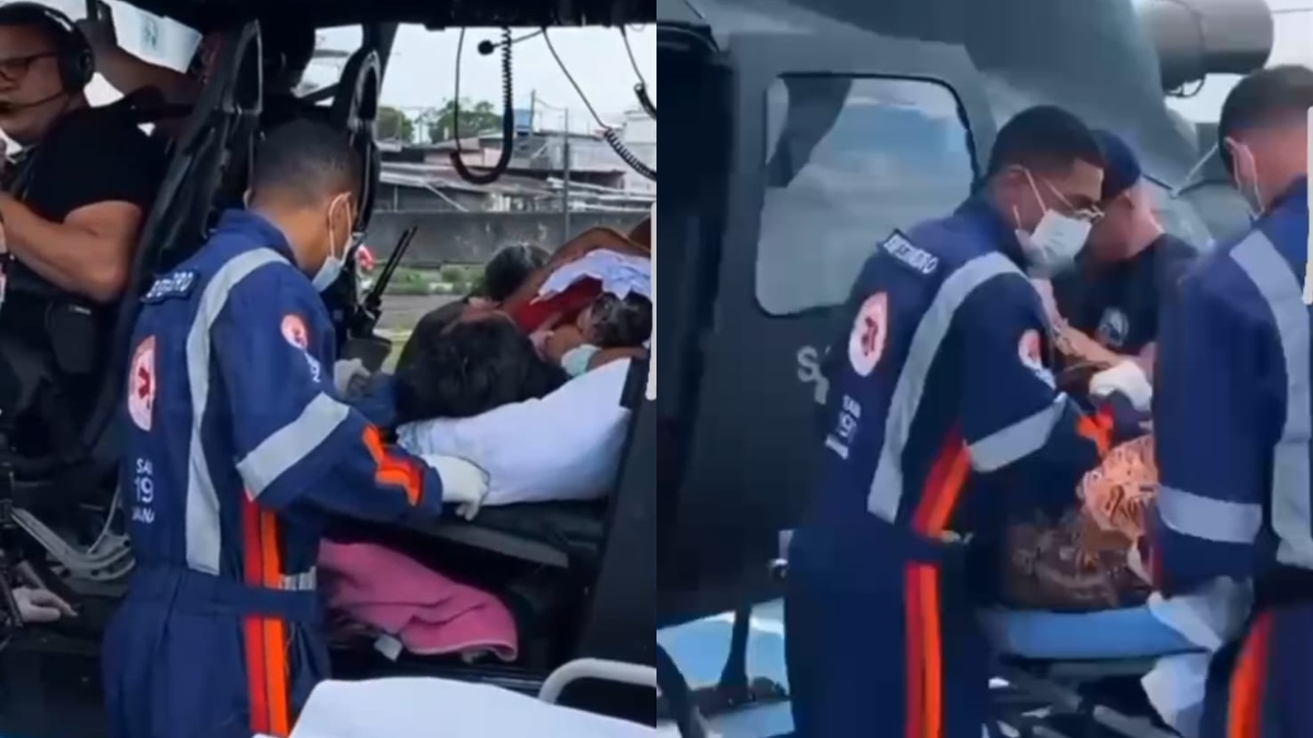 Mulher dá a luz dentro de helicóptero