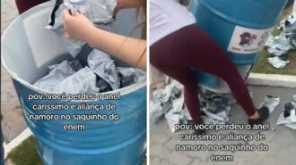 Candidata do Enem viraliza em Manaus após perder anel e procurar no lixo - Foto: Reprodução Tiktok