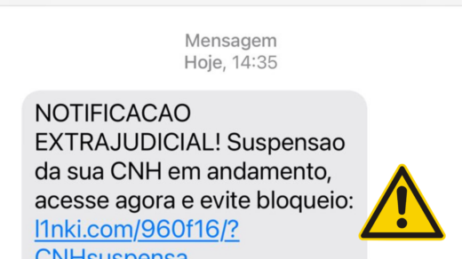 SMS com informação falsa e link é utilizado para aplicar golpe - Foto: Divulgação/Detran Tocantins