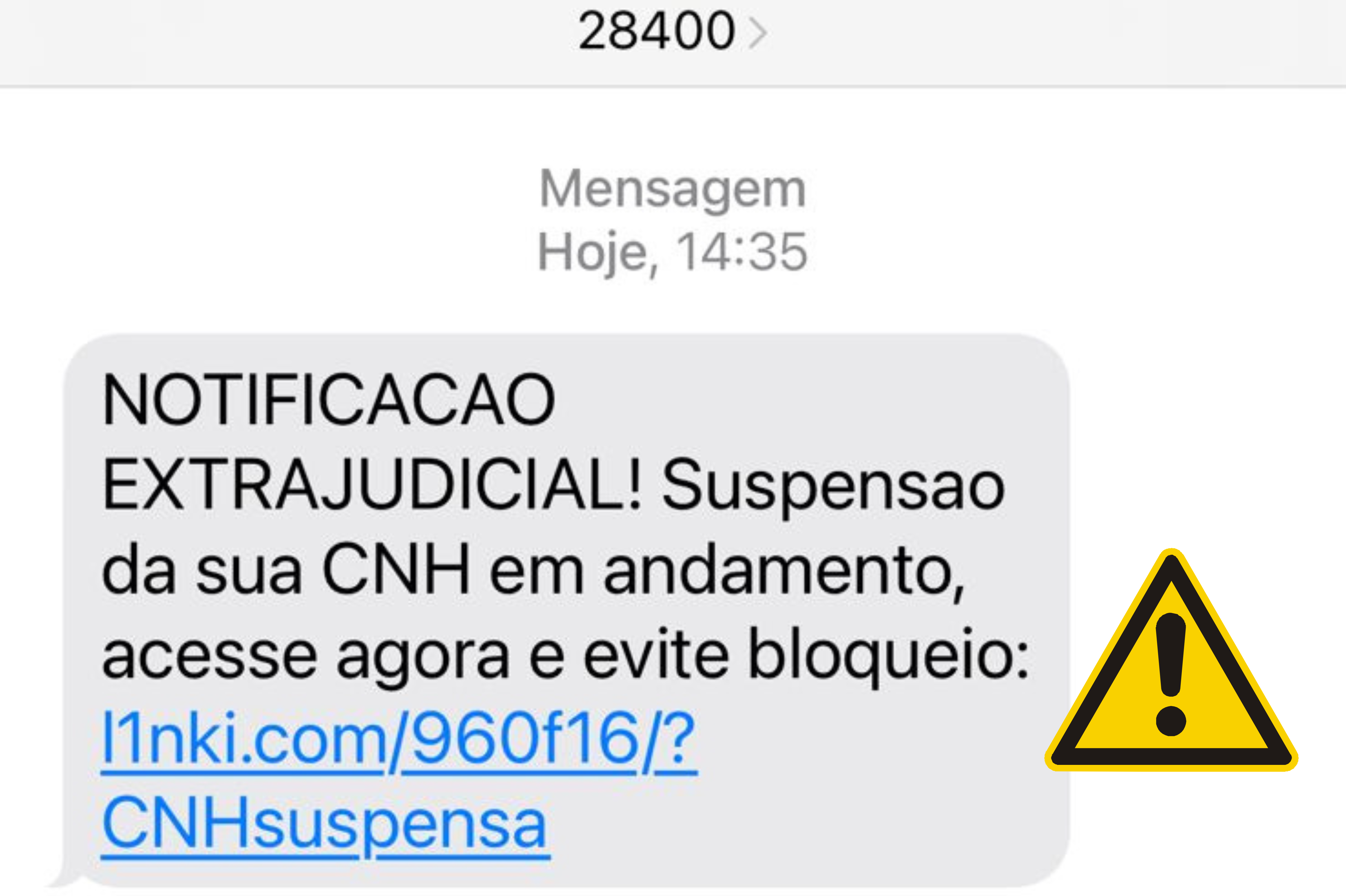 SMS com informação falsa e link é utilizado para aplicar golpe - Foto: Divulgação/Detran Tocantins