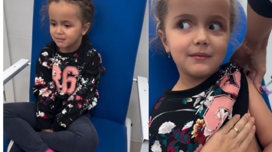 VÍDEO: menina de 5 anos conquista internet pela reação ao tomar vacina. Foto: instagram @minhadoce.luiza