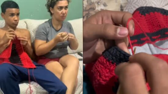 VÍDEO: garoto faz crochê e viraliza nas redes Foto: tiktok @stephany_cfany