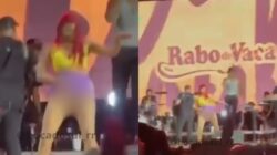 Mulher fica nua durante show do Rabo de Vaca em Caroebe, Roraima. Reprodução: Foto/Redes sociais