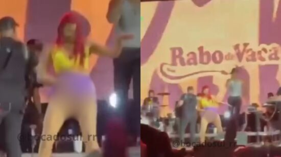 Mulher fica nua durante show do Rabo de Vaca em Caroebe, Roraima. Reprodução: Foto/Redes sociais