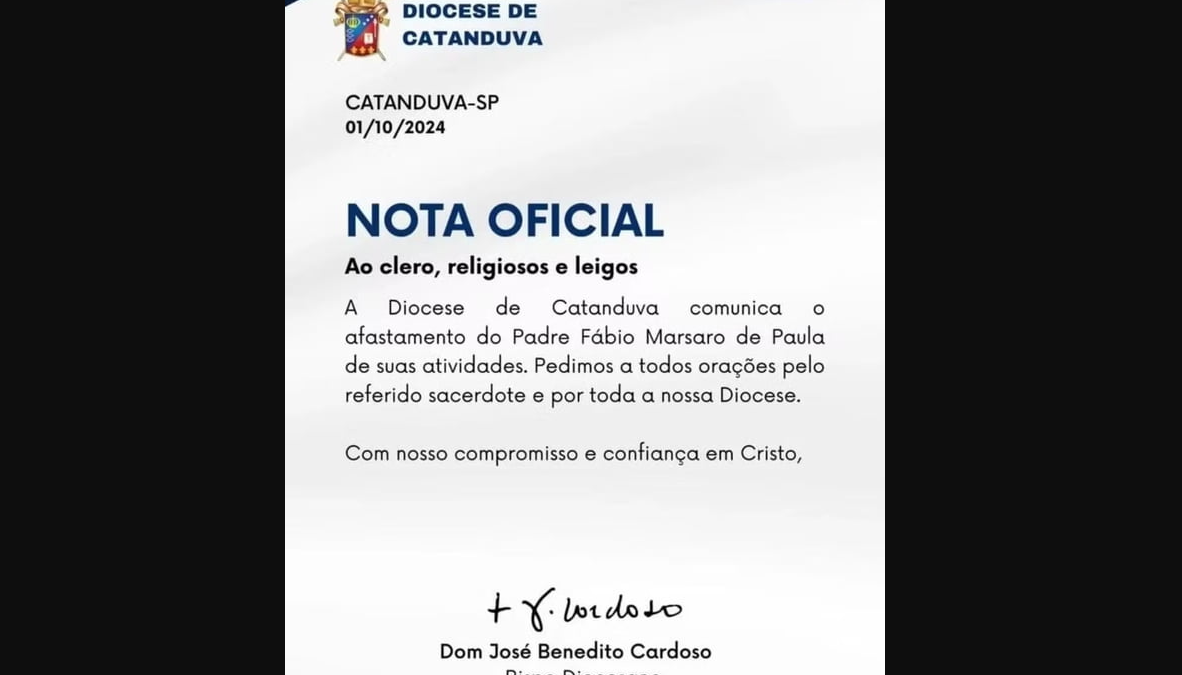 Nota oficial sobre padre 
Foto: Reprodução