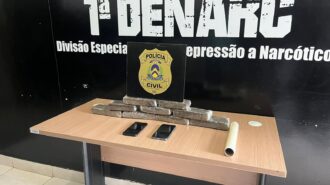 Polícia Civil apreendeu 5 kg de maconha e dois aparelhos celulares - Foto: Anne Acioli/TV Norte Tocantins