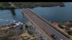 Imagem aérea da Ponte sobre o Rio Tocantins após a queda