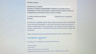 Print de e-mail mostra a tentativa de golpe em Araguaína - Foto: Divulgação