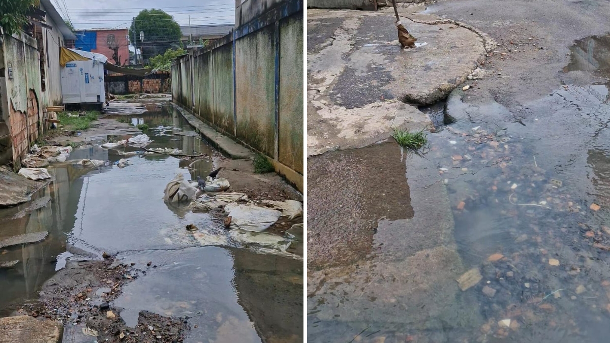 Ruas com água parada da chuva - Foto: Arquivo pessoal