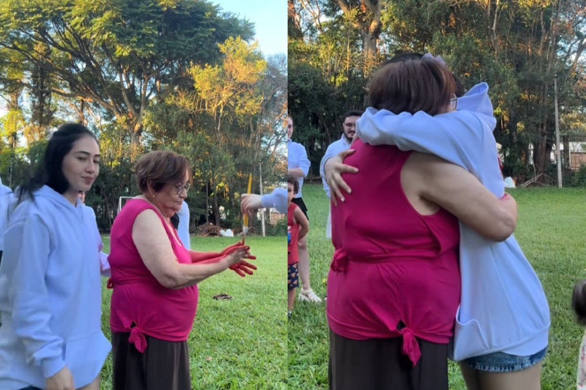 VÍDEO: netos eternizam abraços da avó em moletons e viralizam. Foto: @japienha