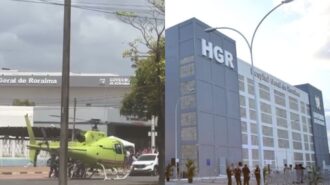 Policial é resgatado por helicóptero e pousa no meio da avenida em Boa Vista.