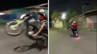 Motoqueiro tenta manobra ousada em Manaus - Foto: Reprodução/WhatsApp